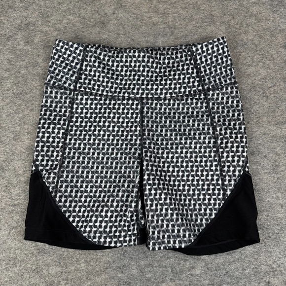 Athleta Pants - Athleta Vivid Velocity Bike Shorts 6" Zip Pocket Geometric Black Womens Small S